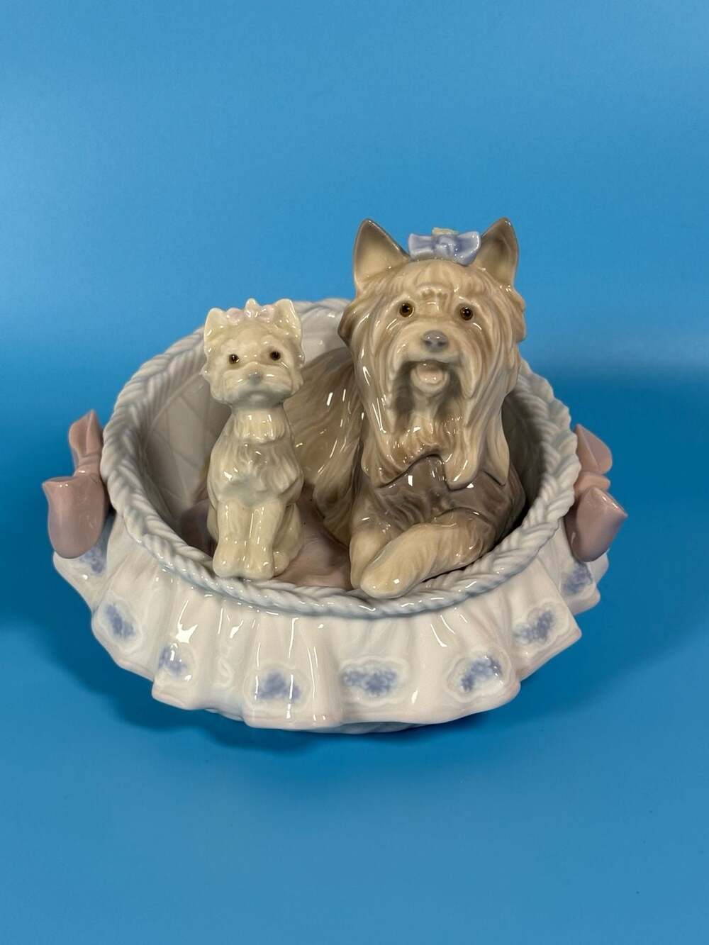 Retired Porcelain Yorkshire Terrier in Basket